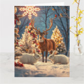 Carte de vœux avec scène de Noël (Fleur jaune)