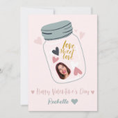 Carte de vœux avec un pot de cœurs et votre visage (Devant)