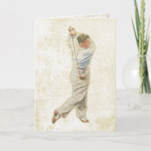 Carte de voeux avec Vintage Golf Player