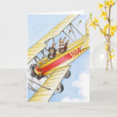 Carte de voeux Aviator Rabbit Couple (Fleur jaune)