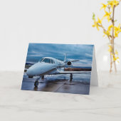 Carte de voeux Avion Jet (Fleur jaune)