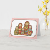 Carte de voeux Babushka - "Joyeux sourires" (Fleur jaune)