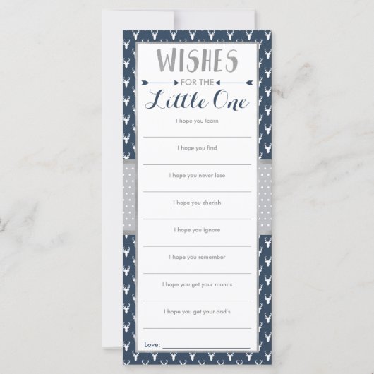 Carte de voeux, Baby shower, Cerf de bois (Devant)