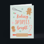 Carte de voeux Baking Spirits<br><div class="desc">Cette carte de voeux présente de jolies illustrations qui sont parfaites pour tous ceux qui aiment faire la cuisine pendant les vacances.</div>