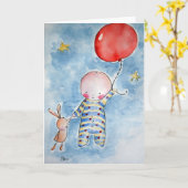 Carte de voeux Baloon rouge (Fleur jaune)