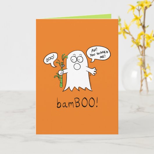Carte de voeux BamBOO Ghost Halloween (Fleur jaune)