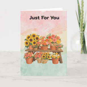 Carte de vœux Banc Fleur de Tournesol Rien que pou