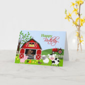 Carte de voeux Barnyard Farm Animals (Fleur jaune)