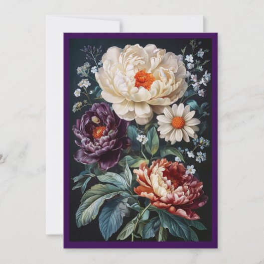 Carte de voeux baroque floral blanc (Devant)