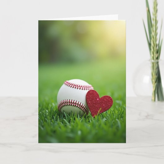 Carte de vœux Baseball Cœur Amour (Devant)