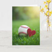 Carte de vœux Baseball Cœur Amour (Fleur jaune)
