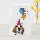 Carte de voeux beagle (Fleur jaune)
