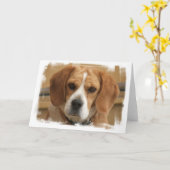 Carte de voeux beagle (Fleur jaune)