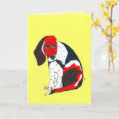 Carte de voeux beagle Fête des pères (Fleur jaune)