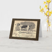 Carte de voeux Beagle vintage (Fleur jaune)