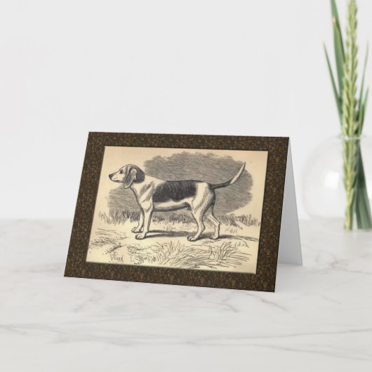 Carte de voeux Beagle vintage (Devant)