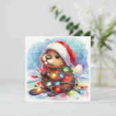 Carte de voeux Beaver de Noël (Debout devant)