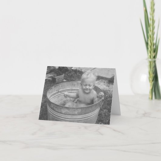 Carte de vœux Bébé dans la baignoire (Devant)