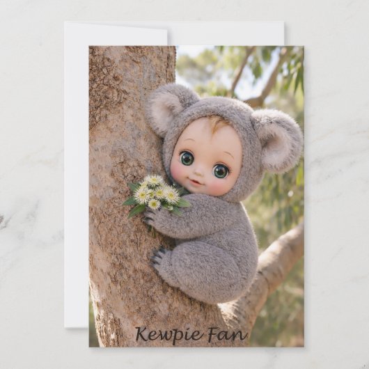Carte de vœux bébé koala Kewpie Fan (Devant)