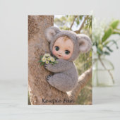 Carte de vœux bébé koala Kewpie Fan (Debout devant)