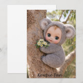 Carte de vœux bébé koala Kewpie Fan (Devant / Derrière)