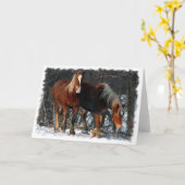 Carte de voeux belge de chevaux de trait (Fleur jaune)