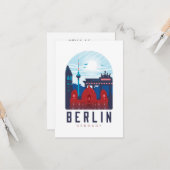 Carte de voeux Berlin Allemagne Skyline (Devant/Arrière en situation)