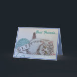 Carte de voeux Best Friends Cute Cat Art<br><div class="desc">Meilleurs amis carte de voeux chat - Un cadeau magnifique pour tous les amoureux de les chats! Conçu à partir d'un de mes dessins au crayon d'origine. Bien sûr de mettre un sourire sur le visage des récepteurs.</div>