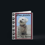 Carte de voeux Bichon Frise<br><div class="desc">This card goes with the many other bichon paw prints</div>