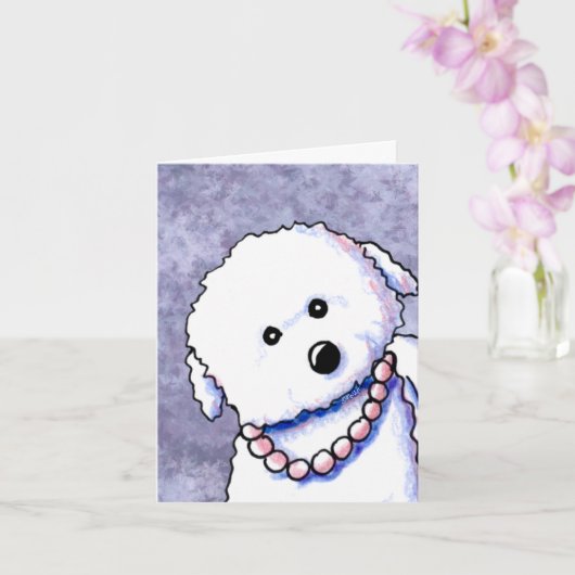 Carte de voeux Bichon In Pearls (Orchidée)