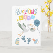 Carte de vœux Bienvenue Bébé Garçon (Fleur jaune)