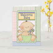 Carte de voeux bienvenue de félicitations de bébé (Fleur jaune)