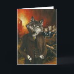 Carte de voeux Big Bad Wolf<br><div class="desc">Cette carte est illustrée par le grand méchant loup. Dans l'arrière - plan dans un carré,  il y a les trois petits cochons. Image d'un tableau original de Michael Thomas</div>