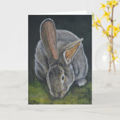 Carte de voeux Big Ears Bunny Animal Art (Fleur jaune)