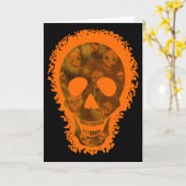 Carte de voeux Big Skull Orange (Fleur jaune)