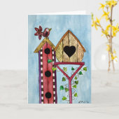 Carte de voeux Bird House (Fleur jaune)