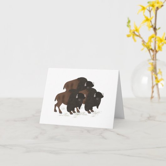 Carte de voeux Bison (Fleur jaune)