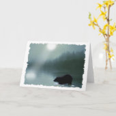 Carte de voeux Black Bear & Moonlight (Fleur jaune)