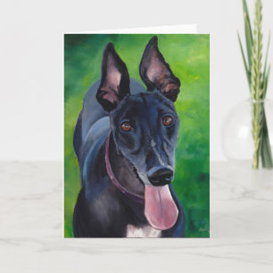 Carte de voeux Black Greyhound Dog Art