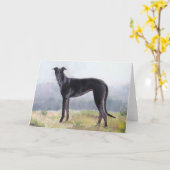 Carte de voeux Black Greyhound Standing Dog Art (Fleur jaune)