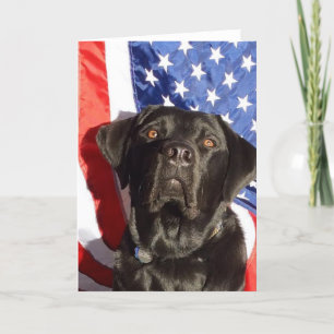 Carte de voeux Black Lab et Flag