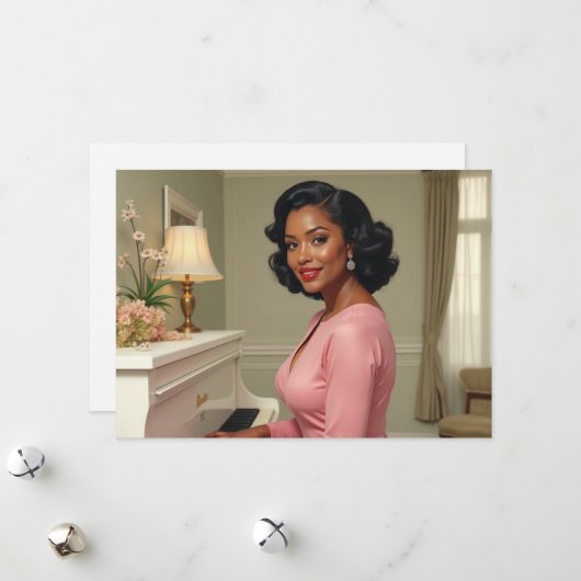 Carte de voeux Black Woman Anniversaire Merci (Devant/Arrière en situation)