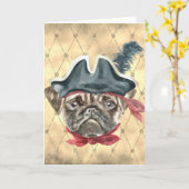 Carte de vœux Blackface le Pug Pirate (Fleur jaune)