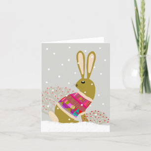 Carte de voeux BLANC de lapin Hygge Hiver