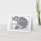Carte de voeux blanc et gris Husky Sleeping (Devant)