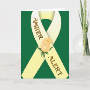 Carte de voeux blanche Amber Alert Ribbon Awarenes