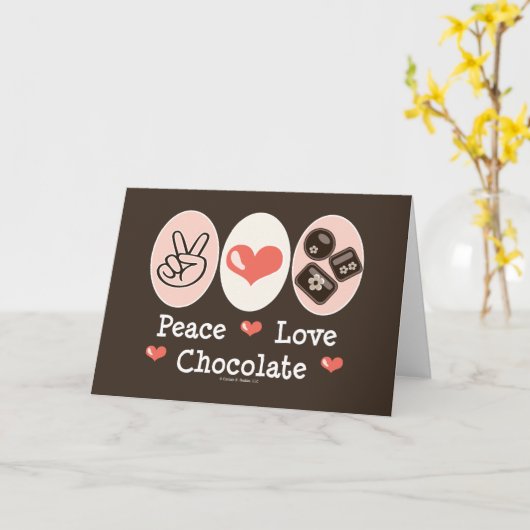 Carte de voeux blanche au chocolat Peace Love (Fleur jaune)