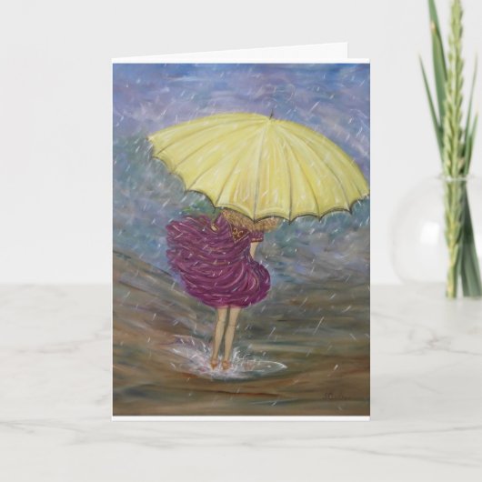 Carte de voeux blanche "Danse de pluie" (Devant)