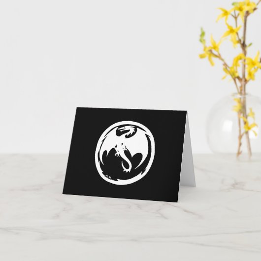 Carte de voeux blanche de dragon (horizontale) (Fleur jaune)