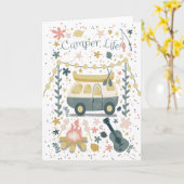 Carte de voeux blanche de la vie du camping (Fleur jaune)